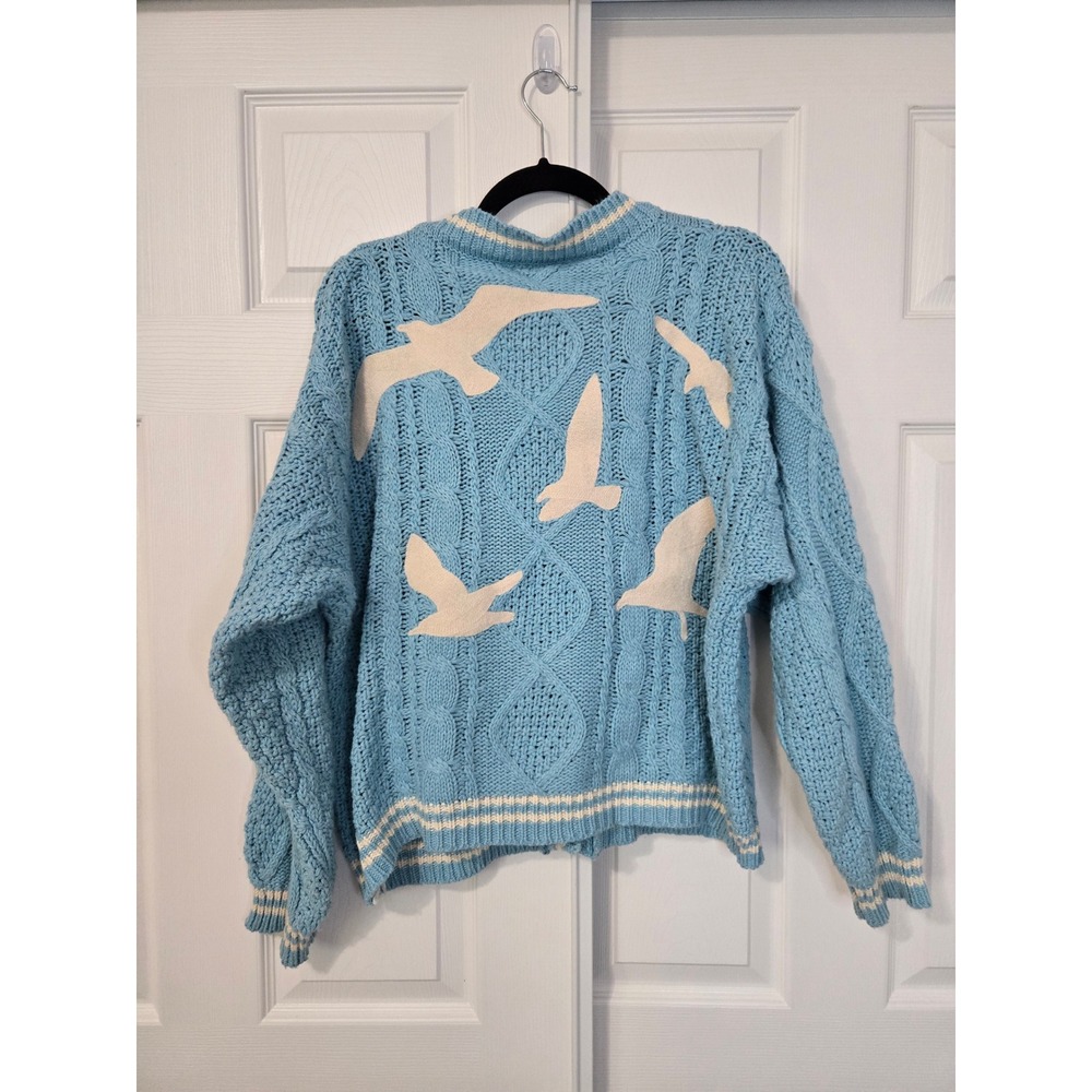 Taylor Swift 1989 Taylor's Version Blue Cable Knit Cardigan Seagulls MD/LG - Picture 2 of 6